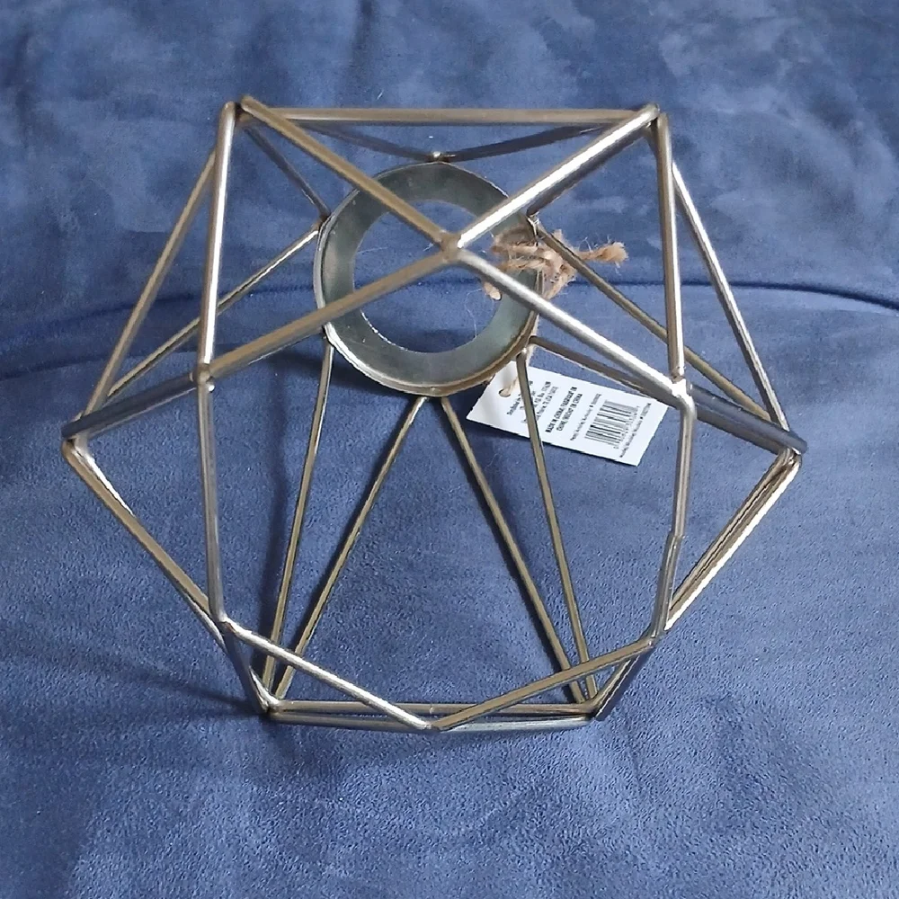 Geometric Brushed Nickel Caged Lamp Shade/Candle Holder